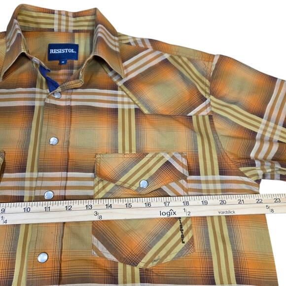 Resistol Vtg‎ Womens Yellow Plaid Pearl Snap Shirt Longsleeve Rodeo Bar Medium - Picture 11 of 14